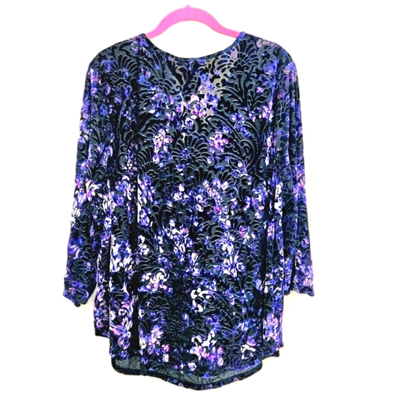 Burned Velvet Tunic Dark Romantic Fairygoth Witchy Whimsygoth Purple & Black 2X - Picture 2 of 9